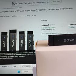 Boya, 2  Sets, $40 Each, BY-W4 Ultracompact Wireless Microphone System 