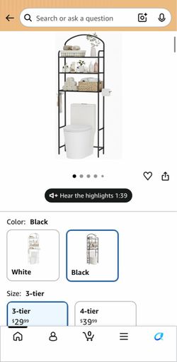 cerlyunzan 3 tier toilet storage