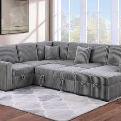 Brand New Super Plush Comfy Corduroy Sectional Set W/ Storage 