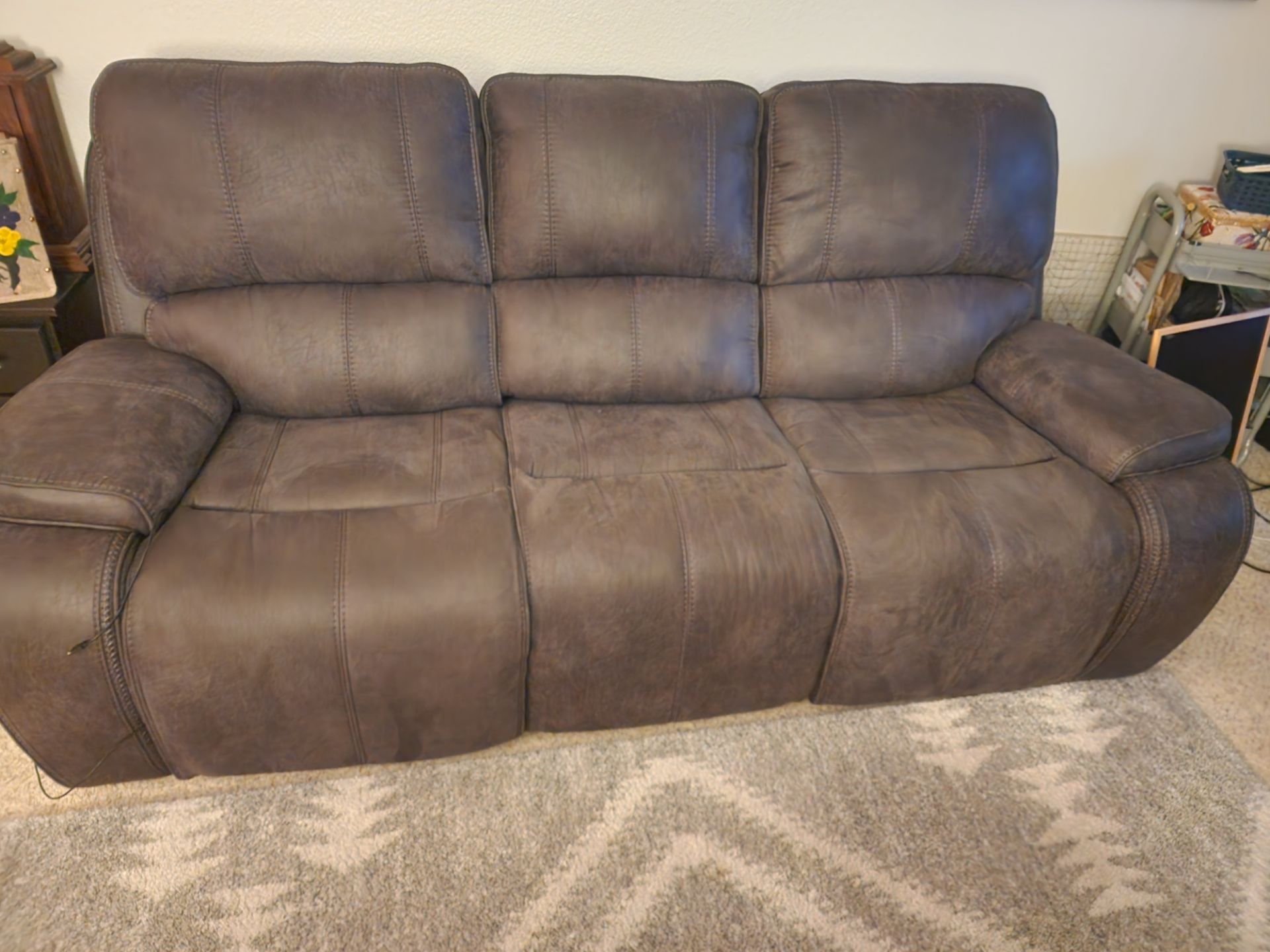 Mor furniture faux leather reclining couch