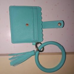 Mint green wristlet wallet