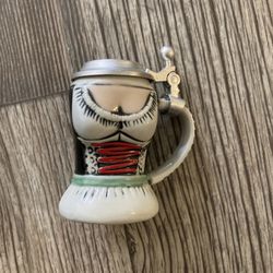 Gerz Miniature Beer Stein – 3” x 2” - Shape of Barmaid – Fine Pewter Top – Rare