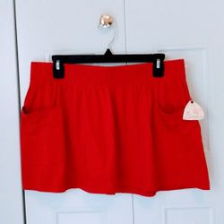 BRAND NEW WITH TAG DEREK HEART RED DEEP DOUBLE FRONT POCKETED COTTON MINI SKIRT JUNIOR'S SIZE LARGE