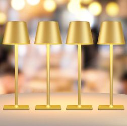 4 Pack Gold Rechargeable Led Cordless Table Lamps,Cordless Lamp with 6000mAh Battery Operated,Wireless Lamp