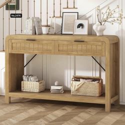 47” Console Table with 2 Drawers, Entryway Table with Storage Shelves, Narrow Sofa Table, Narrow Console Table for Entryway, Living Room, Hallway, Ent