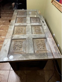 Rustic table with glass