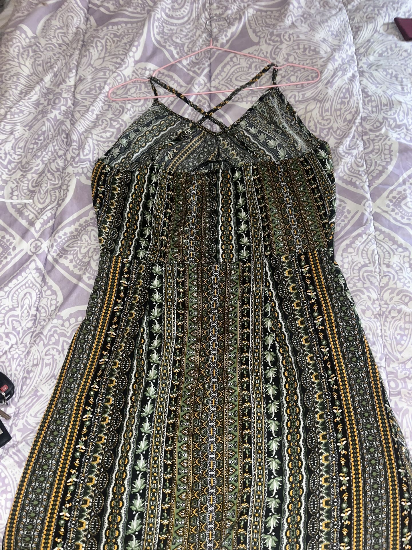 Boho Print Maxi Dress – Size M (Adjustable Straps)