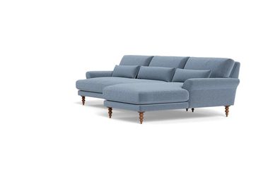 Perfect Interior Define Maxwell Chambray Blue Sofa Couch w Chaise FFE258-407
