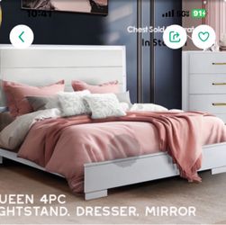 New In Box 4 Pc Bedroom Set W/ LED Headboard Mattress Included $699 