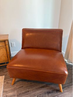 World Market Huxley Mid-Century Armless Chair – Cognac Leather