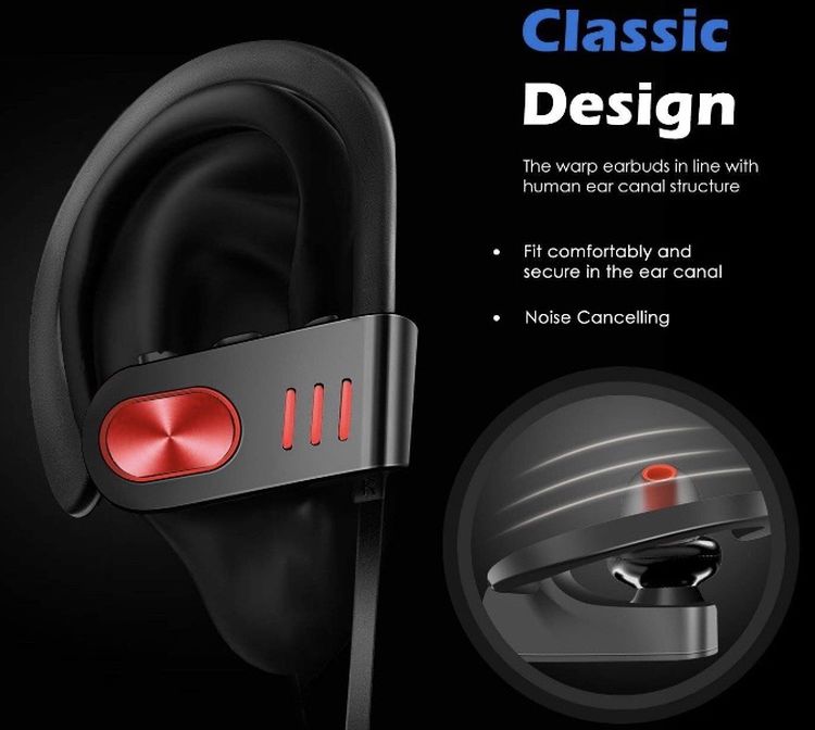 NEW! Bluetooth Headphones, Bluetooth 5.0 Bass/Hi-fi Stereo/in-Ear Sports Earphones, 8-10Hour Battery, Workout Headset with IPX7 Waterproof, Built-in M