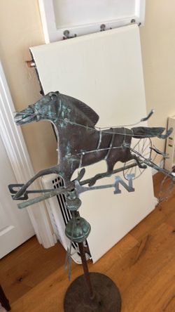 Antique Copper Weathervane - Race Horse and Sulky