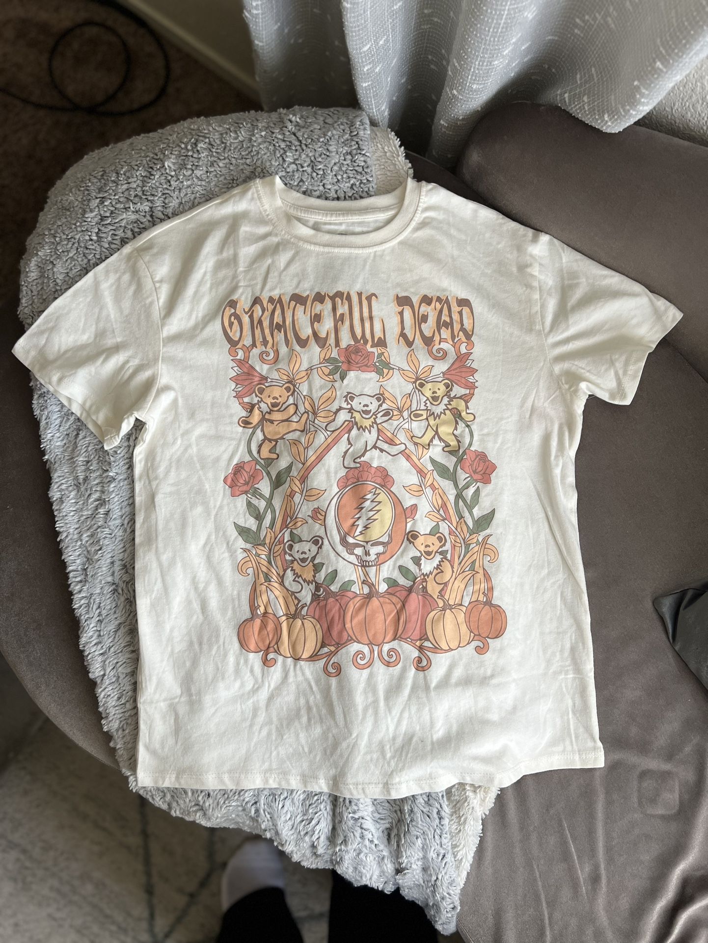 Kids Grateful Dead TShirt, Size L 10/12, Unisex Cream Beige The Grateful Dead