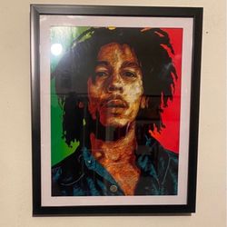 Bob Marley reggae Art Piece On Black Frame