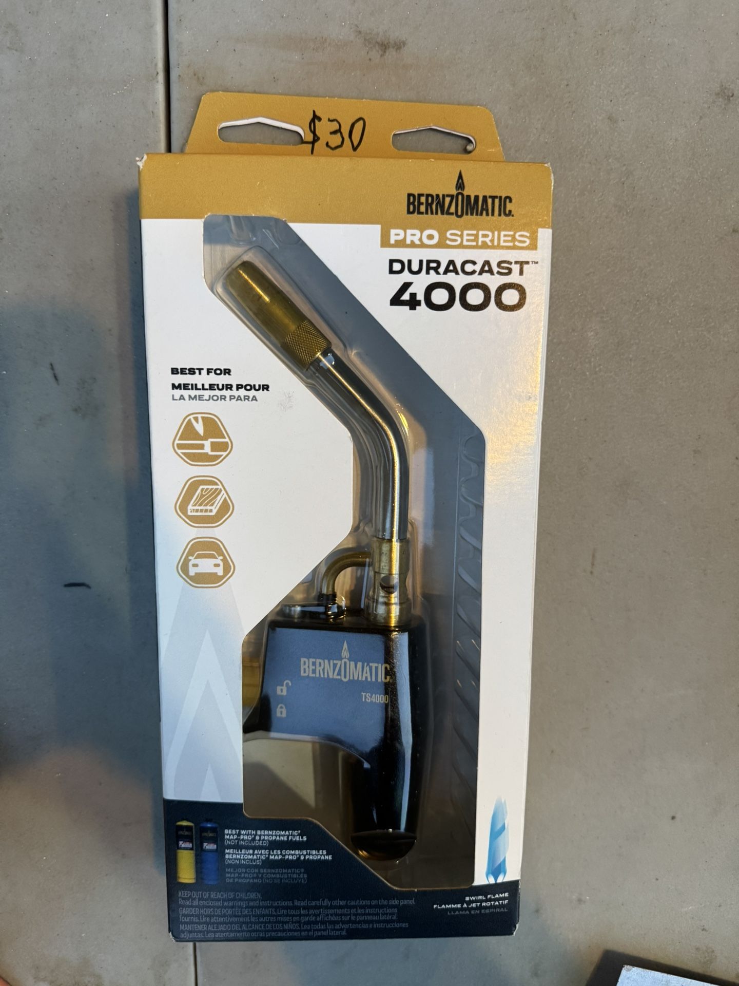 Bernzomatic DuraCast 4000 Torch with Instant Start/Stop Ignition Compatible with MAP-Pro and Propane Gas