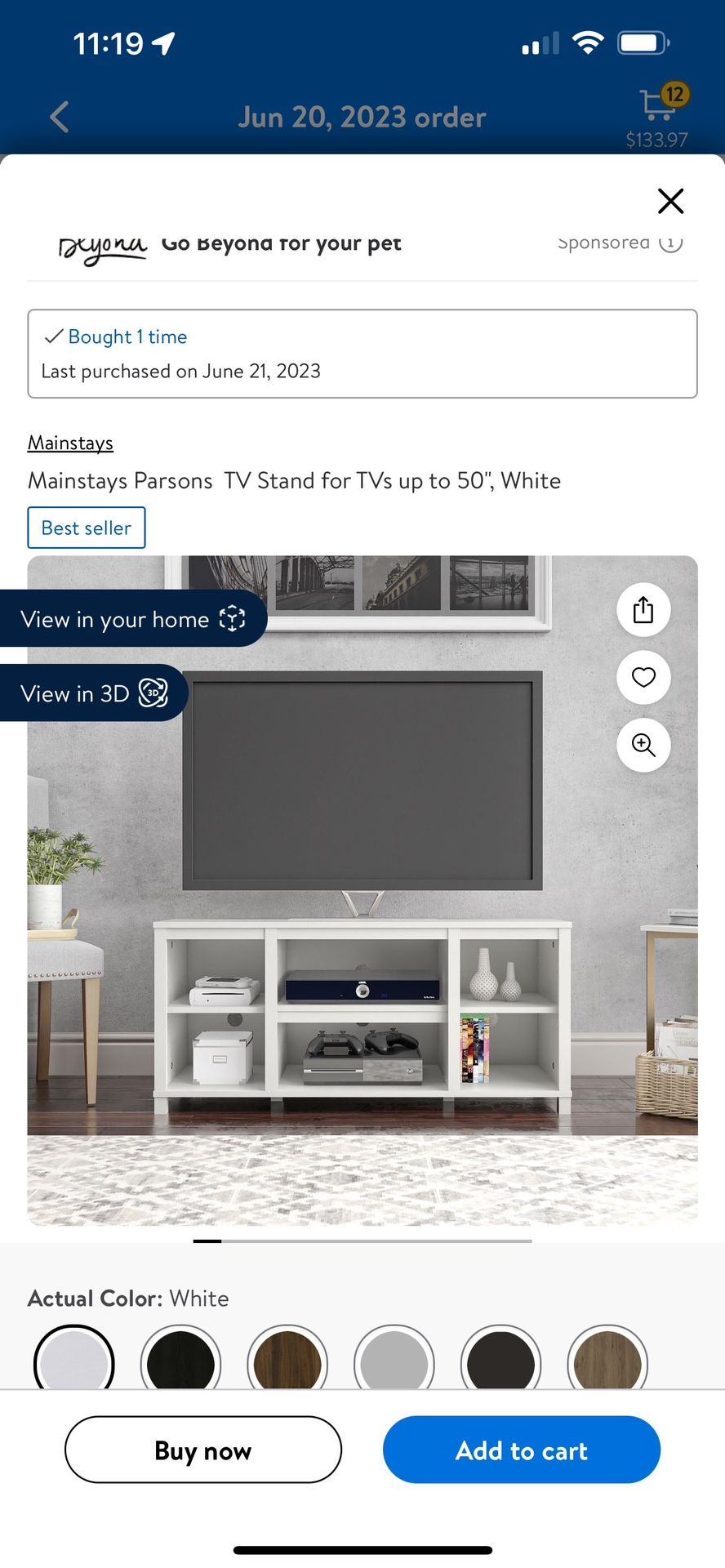 Mainstays Parsons TV Stand for TVs up to 50", White for Sale in Jersey
