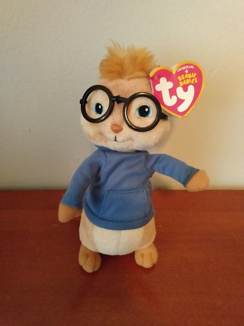 2012 TY BEANIE BABY SIMON CHIPMUNK FROM ALVIN AND THE CHIPMUNKS THE SQUEAKQUEL MOVIE W/TAG