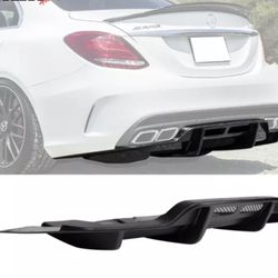 Fits 15-18 Benz C-Class C63 AMG PSM Style Rear Bumper Lip Diffuser Matte Black