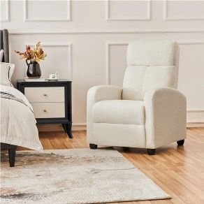 Fabric Recliner Chair Single Sofa Home Theater Seatting Adjustable Modern Single Reclining Chair for Living Room Bedroom Home Theater Ivory