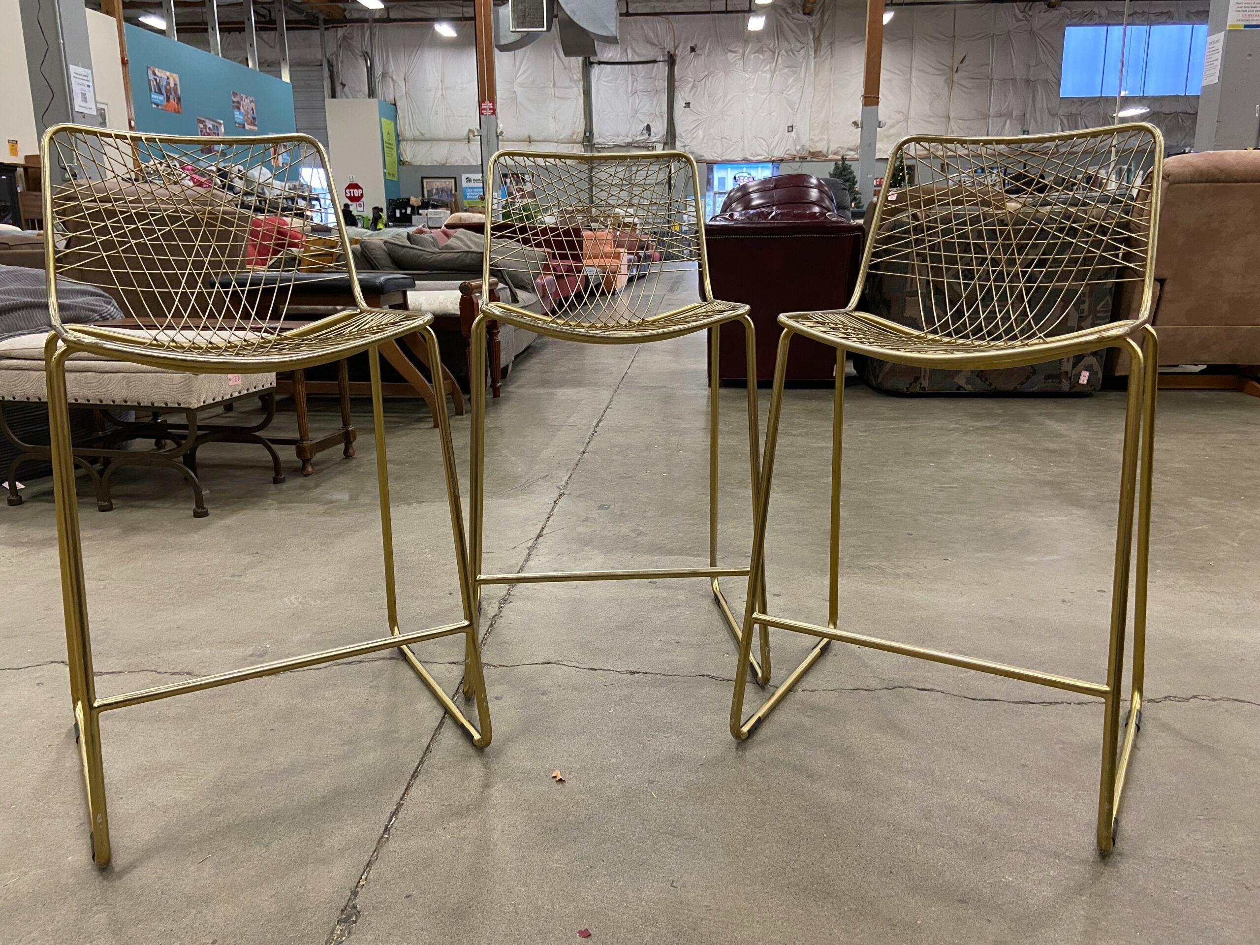 Modern Brass Wire Bar Stool (Set of 3)