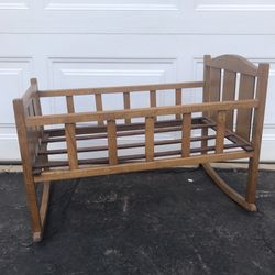 Vintage Wooden Baby Doll Crib with elephant decals
