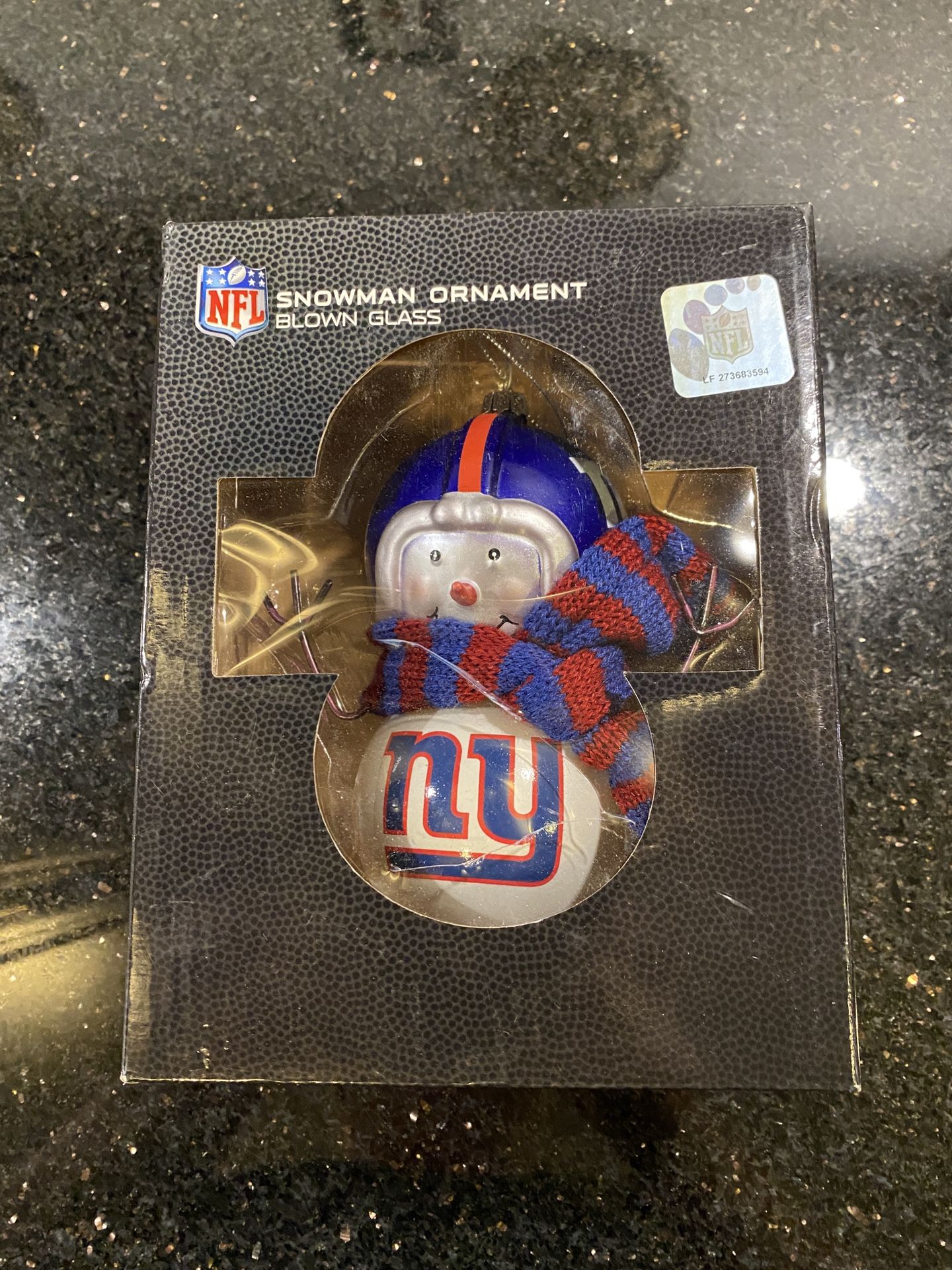 NFL New York Giants Blown Glass Snowman Ornament