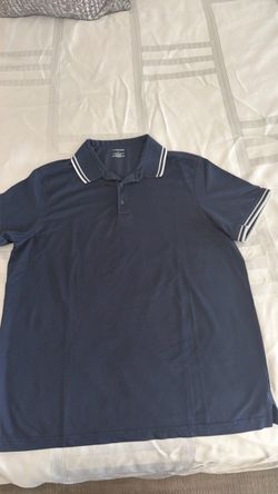 Navy Blue Polo Shirt with White Tipping