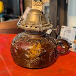 Vintage Oil Lamp With Grapes And Whatever 