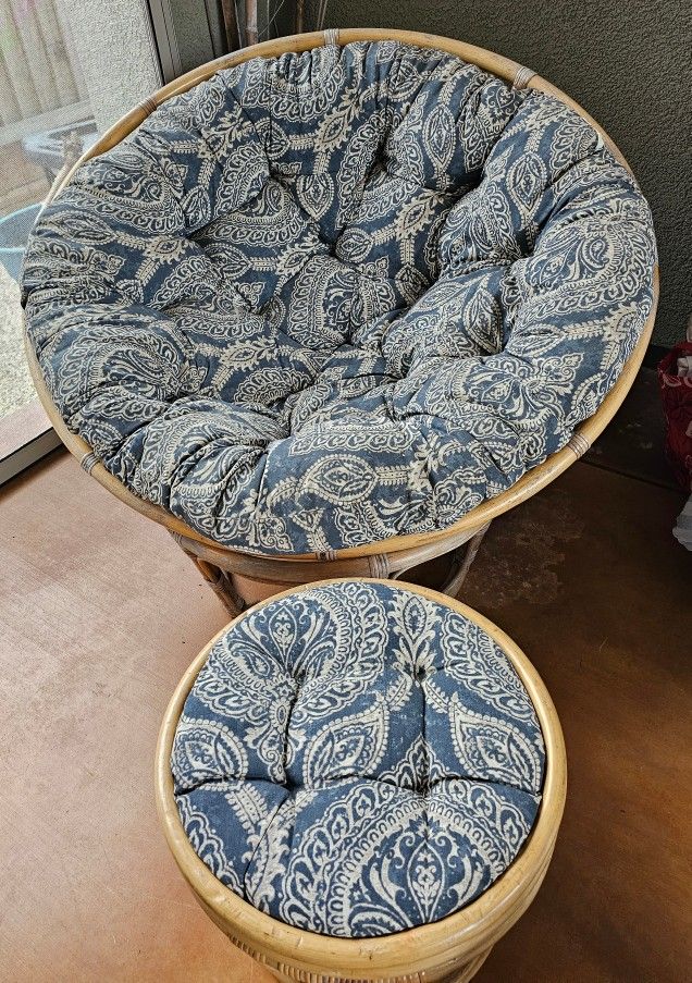 2 sets of Papasan Chairs and matching stools