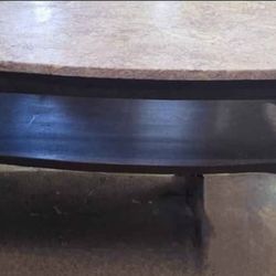 Antique Marble Top Coffee Table And Side Table 