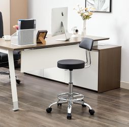 Office Chair with Back (Adjustable Height Posture Stool 19.5"-26.6")(Drafting Chair on Wheels) Work Stool with Footrest (Black)