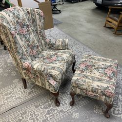 Broyhill Wingback Chair With Ottoman 