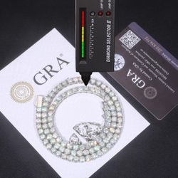 😍3mm moissanite silver chain 22" 😍