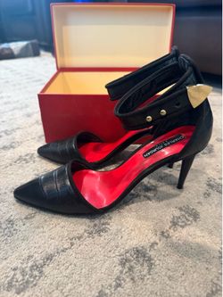 Charles Jourdan leather black Size 8 heels with box