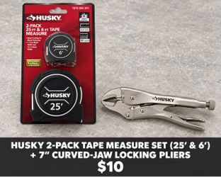 Husky Tape Measure Set + 7” Locking Pliers — $10