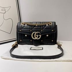 Gucci Marmont Black Gold Pearl Limited Edition Shoulder Bag