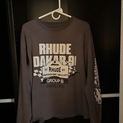 Rhude Dakar Vintage Gray Longsleeve Shirt Size Small 