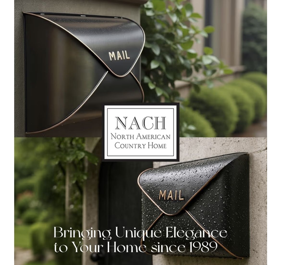 NACH Black Mailbox Wall Mount, 12.5 x 5 x 10 inch Wall Mount Mailboxes for Outside, Waterproof