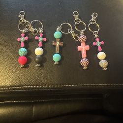 Beaded Cross Keychains – Western Rustic Faith Keychains – Choose Style