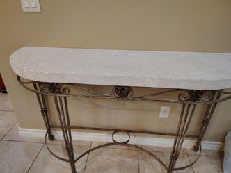 Stone Top Wrought Iron Console Table