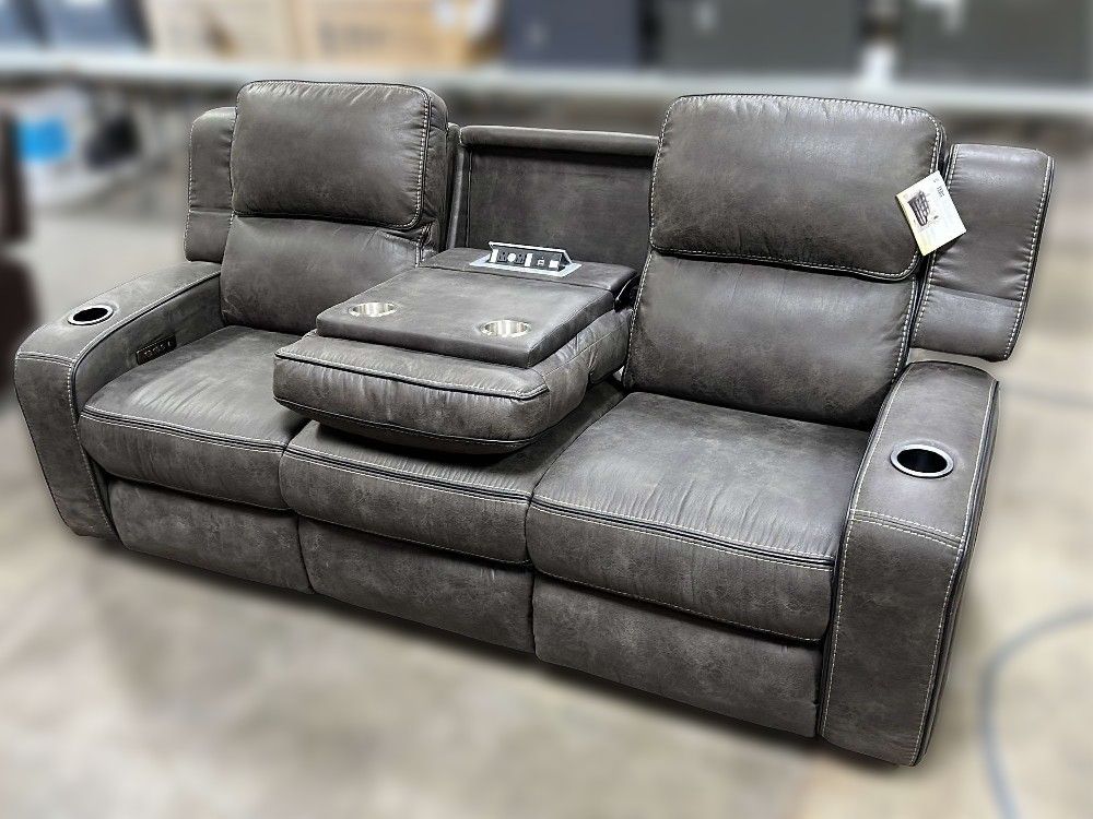Free Delivery Matteus Fabric Power Reclining Sofa with Drop Down Table
(Costco Liquidation)