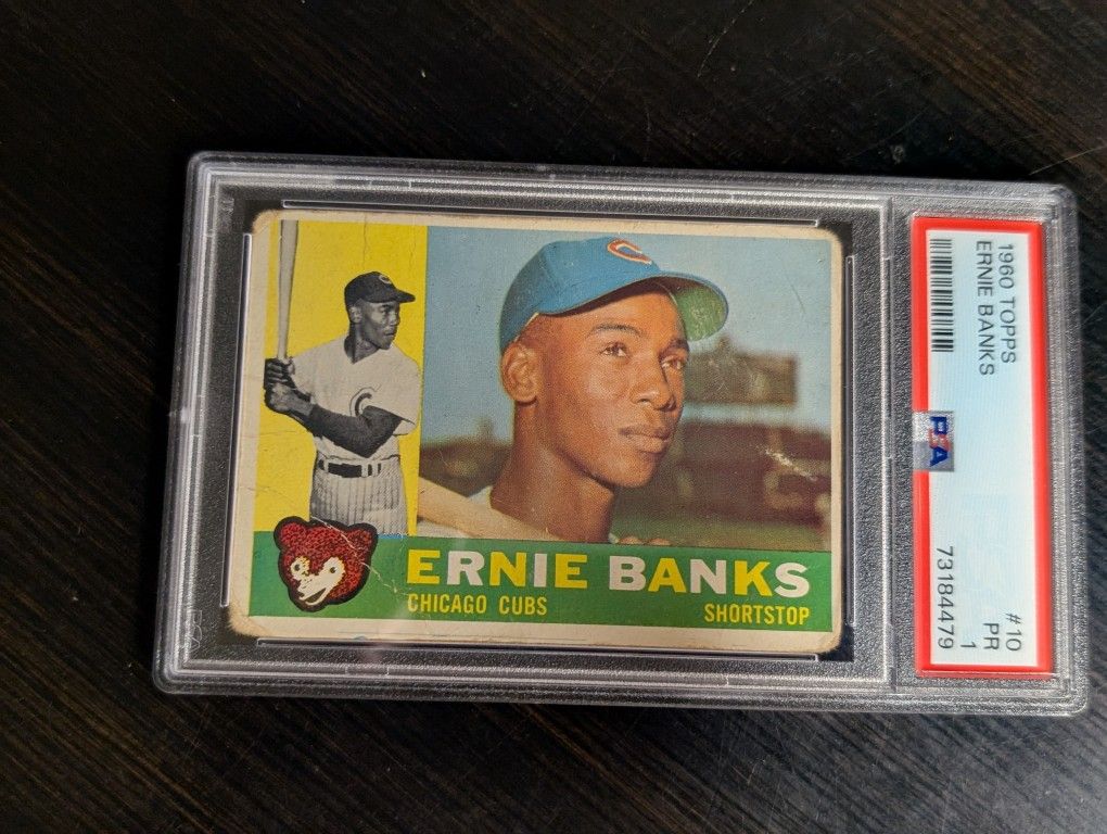 1960 Topps Ernie Banks Baseball Card Number 10 PSA 1