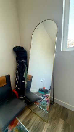Sweetcrispy 64” Arched Full-Length Mirror, Gold
