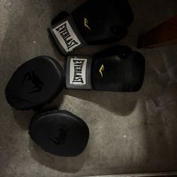 Everlast 16oz Boxing Gloves And Punching Mits 