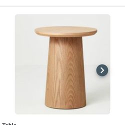 Round Wooden Pedestal End Table