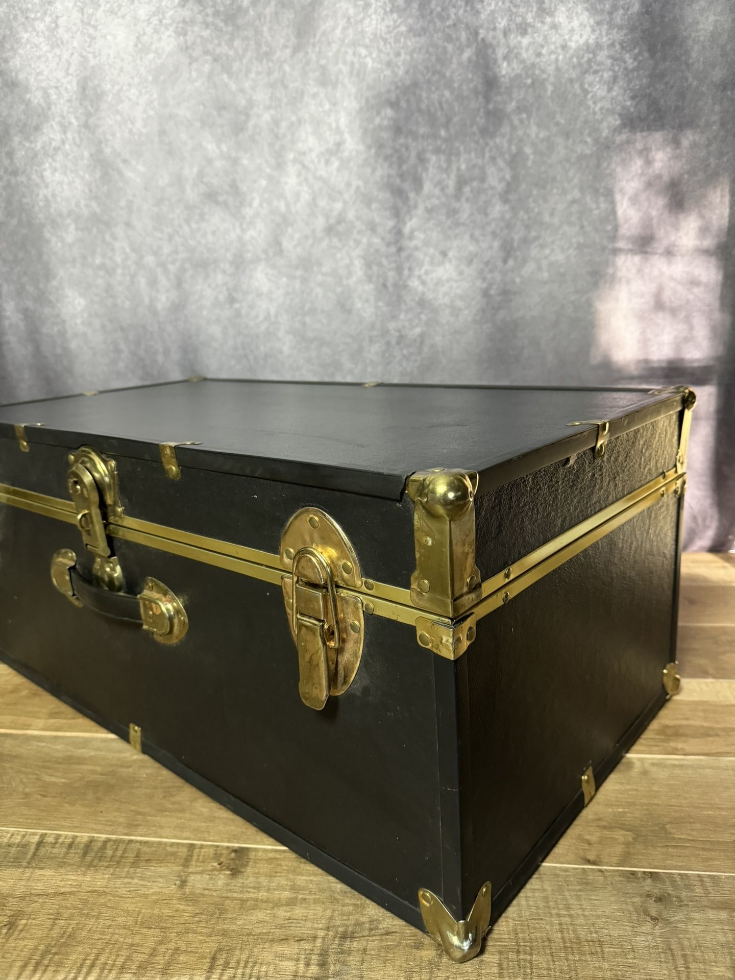 Black And Gold Foot locker Trunk Vintage Storage Decore