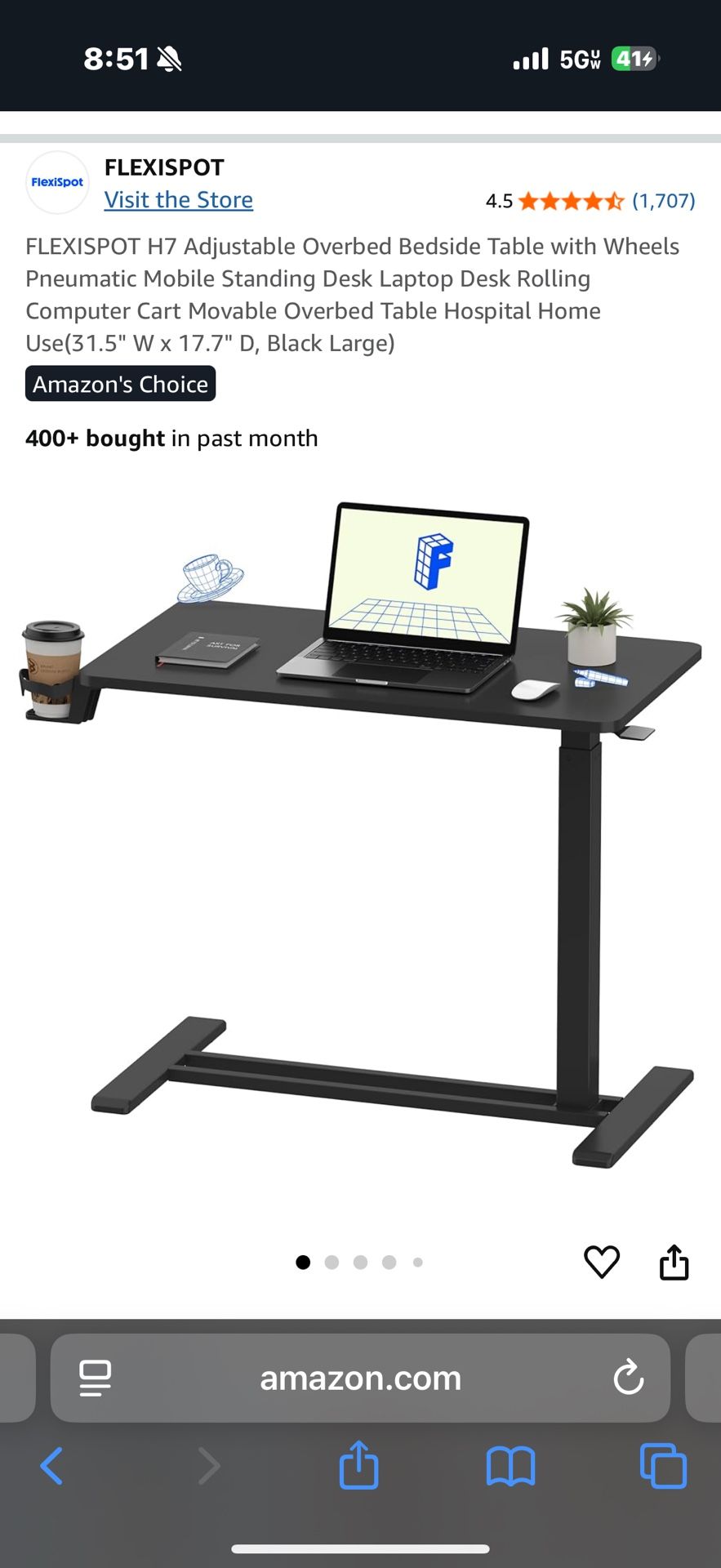 Adjustable Overbed Over Sofa Couch Desk Rolling Desk Bed Desk Computer Desk Lap Desk Barely Used