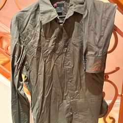 Diesel Shirt XL Green Button Up Embroidered