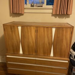 American Martinsville Beechwood And White Gentleman’s Chest Armoire