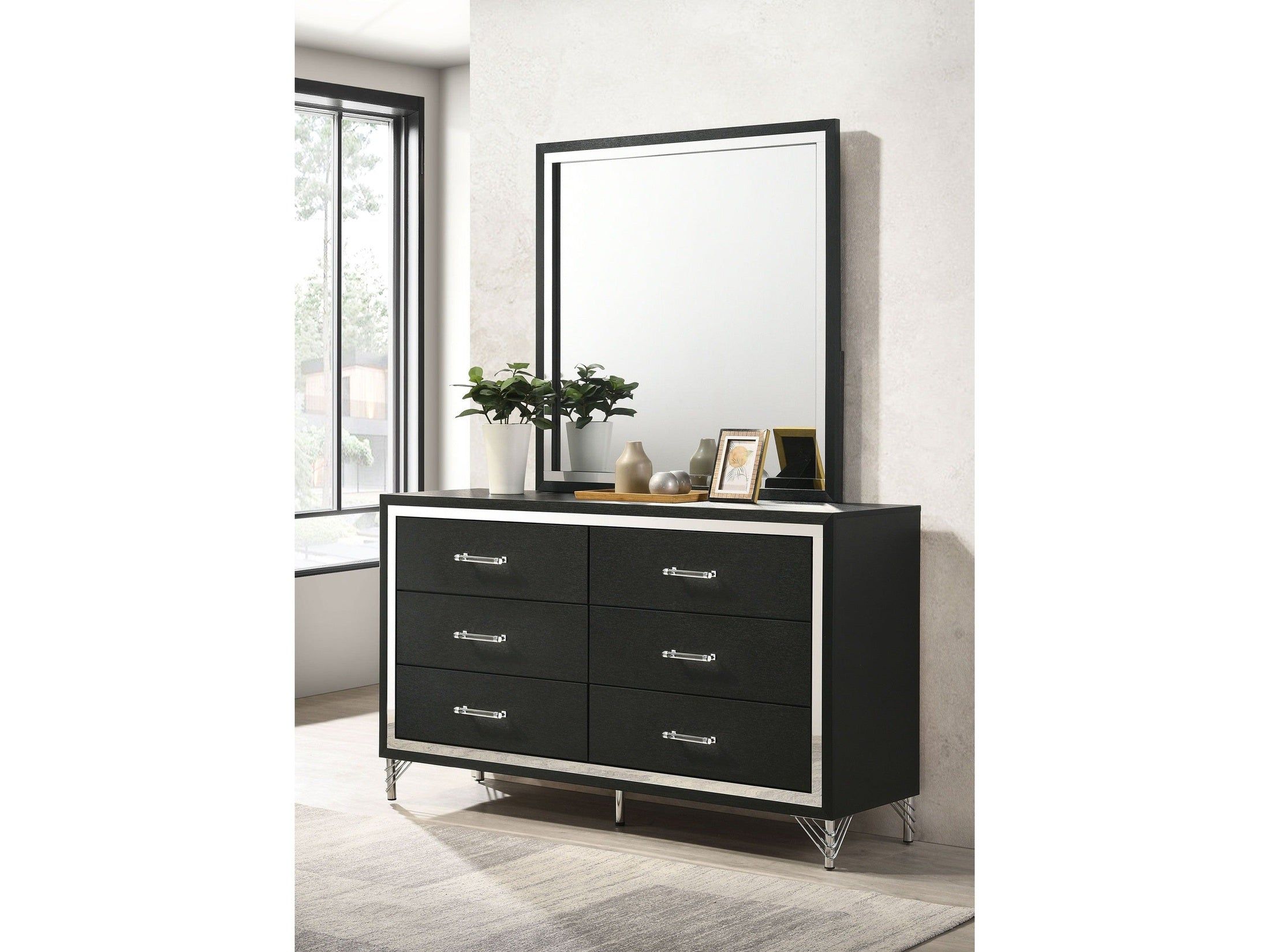 Lucia Black Dresser and Mirror